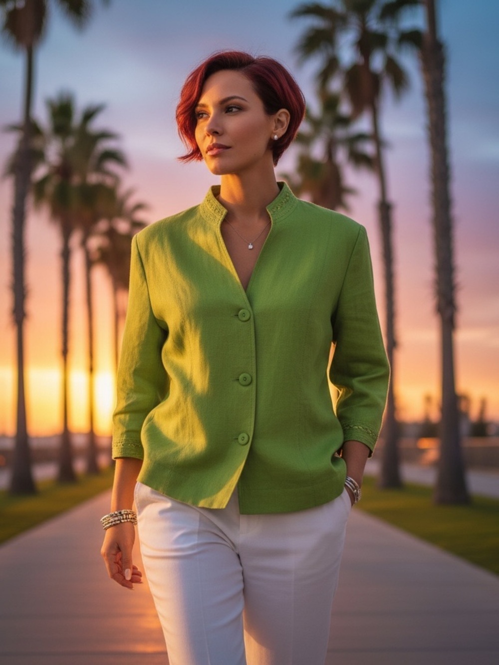 Dress Barn Lime Green Button-Front Women's Jacket ☑️